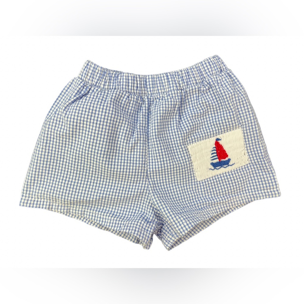 THE BAILEY BOYS Smocked and Embroidered Swim Trunks - 9M
